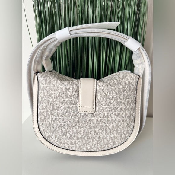 NWT MICHAEL Michael Kors Cream Signature Logo Hobo Crossbody - Picture 10 of 13